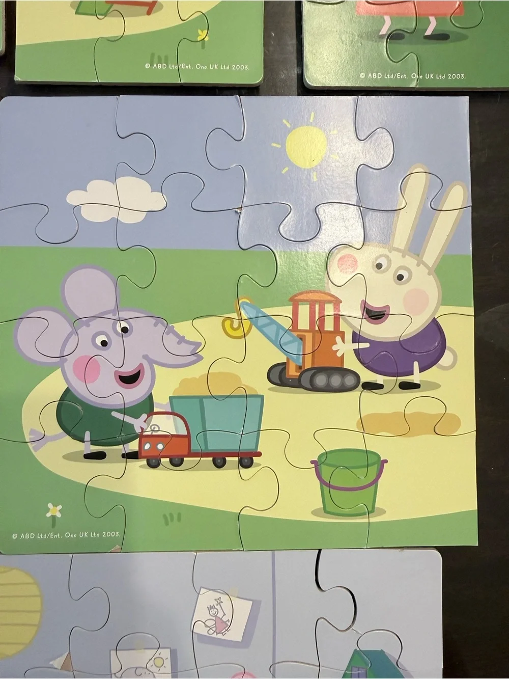 7- Peppa Pig Puzzle Set - Pink, Green, Blue Scenes numbered for easy making!